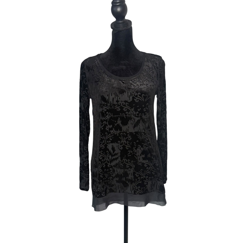 Whimsigoth Burnout Velvet Top Sheer Chiffon Hem Womens XS P Gothic Witchy
